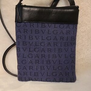 Bulgari Black and Blue Crossbody Bag with Two-Tone Design